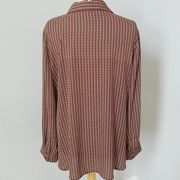 Pleione Red Green Long Sleeve Blouse - Picture 4 of 5